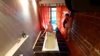 Peep. Voyeur. Housewife washes in the shower with soap, shaves her pussy in the bath. 22